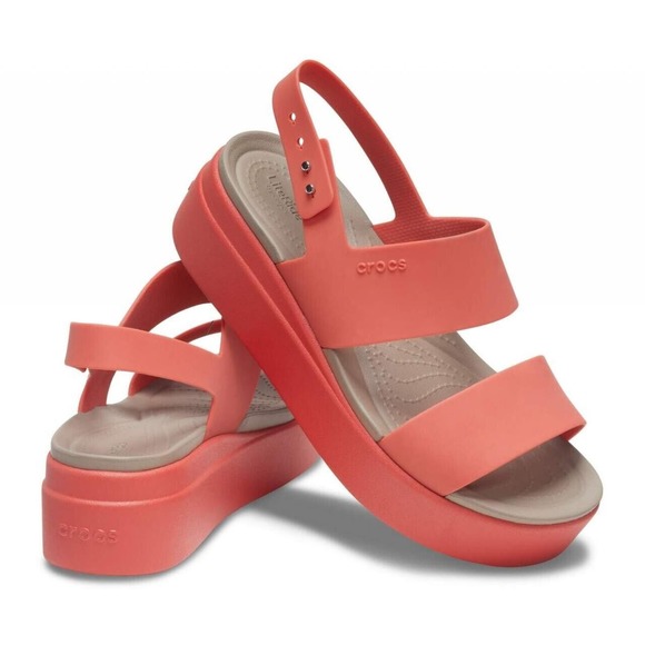CROCS Shoes - Crocs Brooklyn Low Wedge Platform Sandals Spicy Orange Women's Shoe Size 8